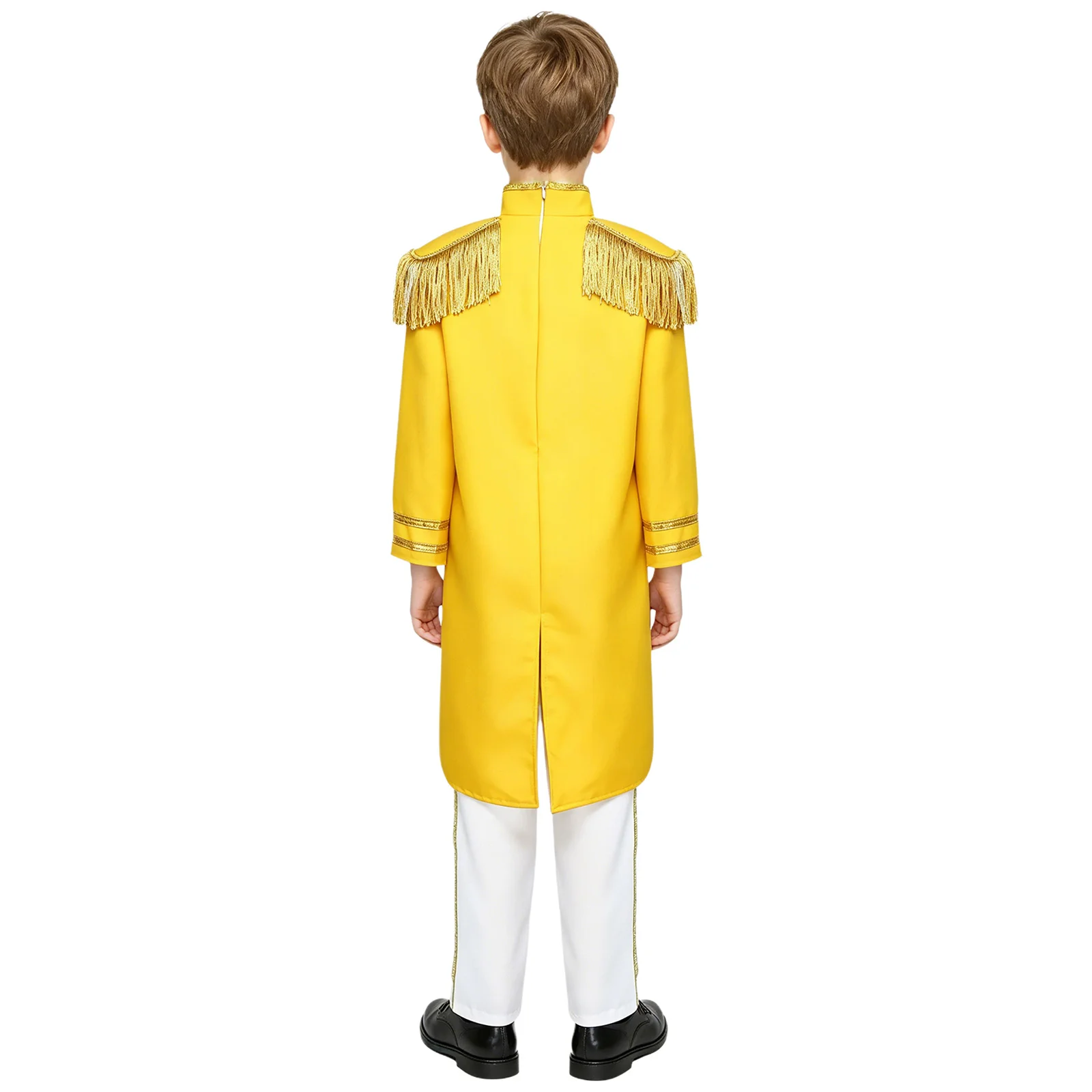 Children Boys Drum Marching Band Uniform Royal Honor Guard Flag Raising Parade Costume Long Sleeve Tassel Tuxedo Coat with Pants