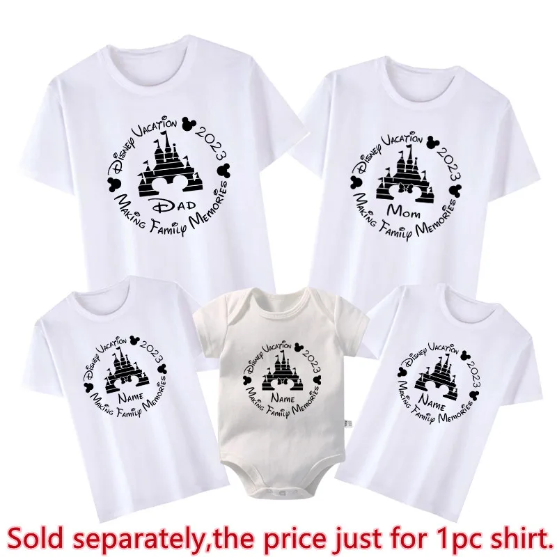 Custom Name Disney Vacation 2023 Making Family Memories T-shirts Mickey Minnie Personalized Dad Mom Kids Family Matching Outfits