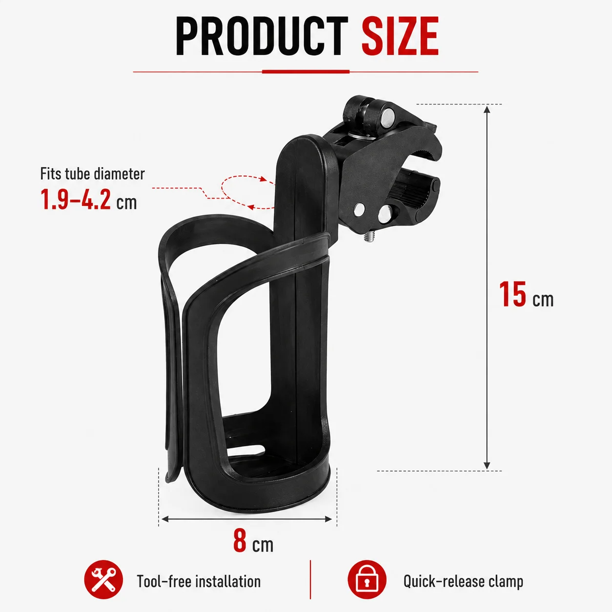 PINMOAP 1/2P Schnellspann-Fahrradflaschenhalter Ohne Bohren Fahrrad-Wasserflaschenhalterung Sichere Klemmbefestigung für Mountainbike und Rennrad – Detail 5