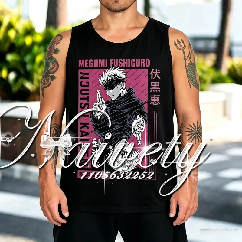 Summer New Jujutsu Kaisen Fushiguro Megumi 3DPrint Quick Dry Crew Neck Top Basketball Vest Unisex Anime Manga Sleeveless Tee view 2