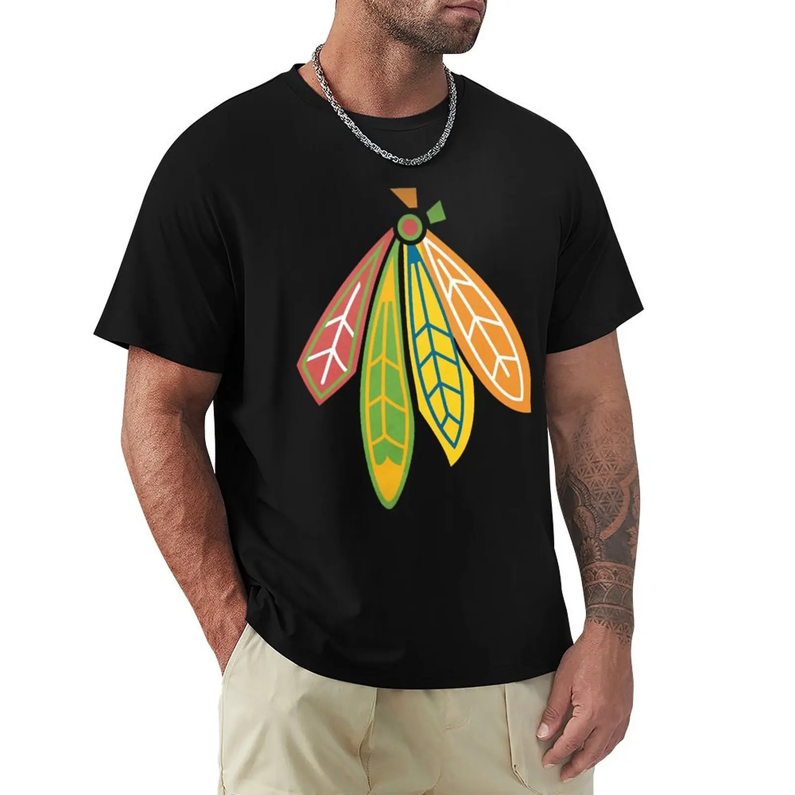 

Blackhawks Feathers T-Shirt korean fashion luxury designer custom t shirt oversized t shirts for men