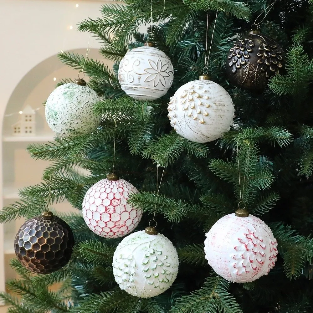 

12pcs 8cm Christmas Hanging Balls Shatterproof Plastic Painted Christmas Ball DIY Crafts Vintage Christmas Baubles