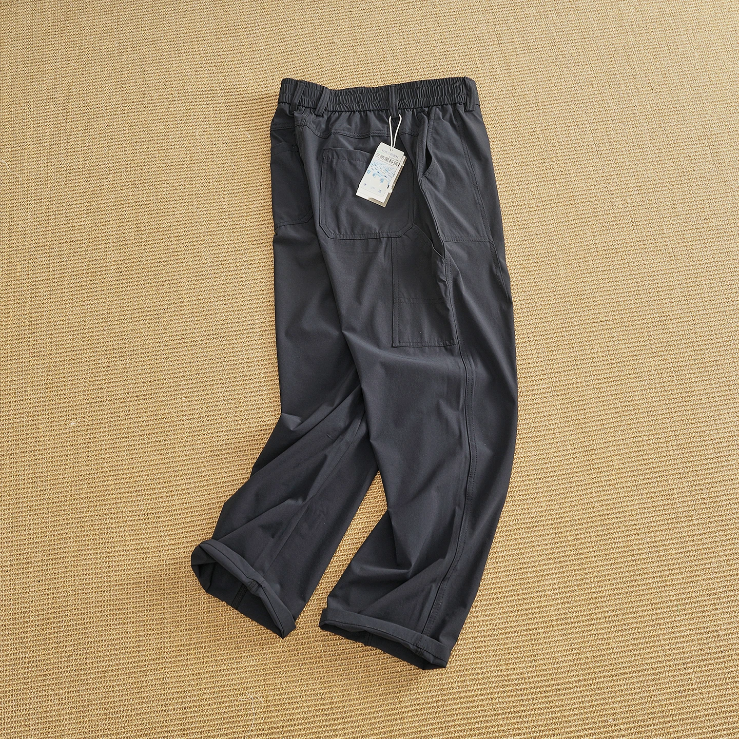 Quick Dry Outdoor Waterproof Men's Work Trousers Loose Wide Leg Lightweight Fabric Multi Pocket Casual Pants Deep Color