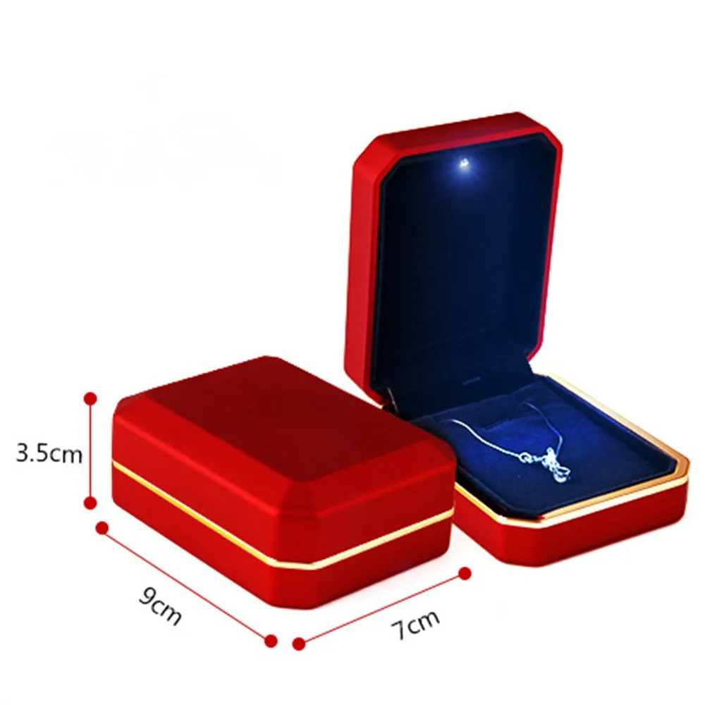 Luxury Couple Ring Box With LED Light For Engagement Wedding Diamond Ring Box Storage Valentine\'s Birthday Ring Display Gift Box