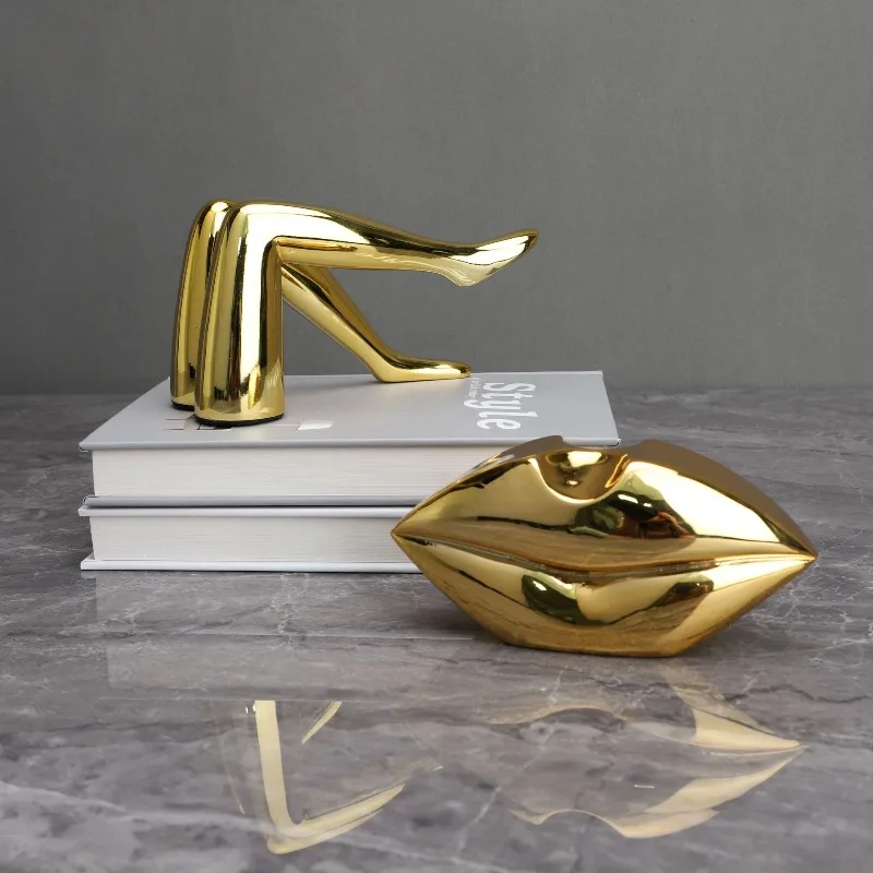 Facial/Lip/Leg Statues Gold Plated Artwork Decorations Desktop Resin Statues Human Body Sculptures