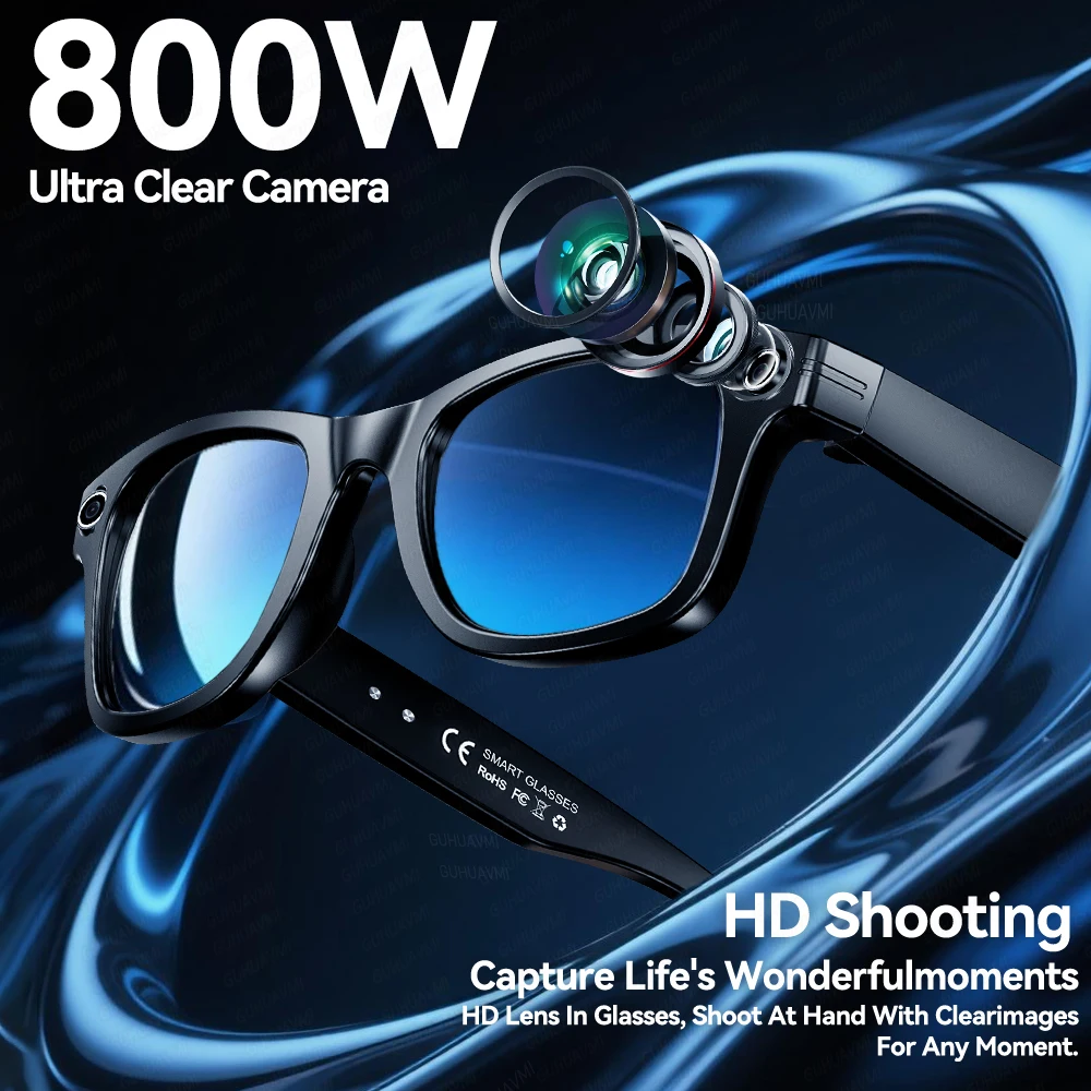 2025년 신형 8K 카메라 스마트 안경 남성용 사진 촬영 비디오 녹화 음성 비서 와이파이 전송 블루투스 통화 학습 안경