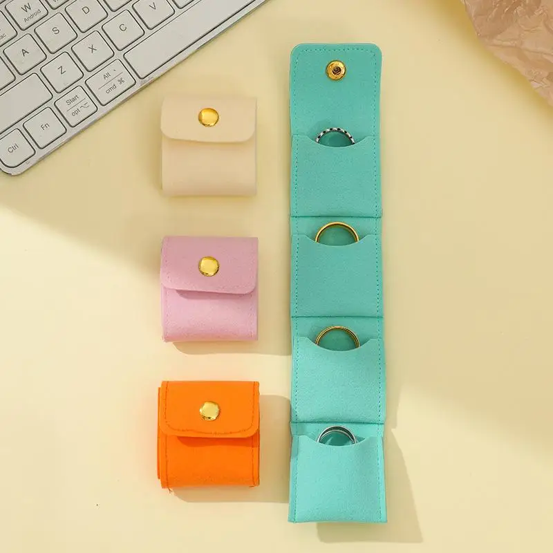 (BF06)Portable Mini Jewelry Organizer Bag With Multiple Compartments For Rings Necklaces Earrings Travel Storage Bag