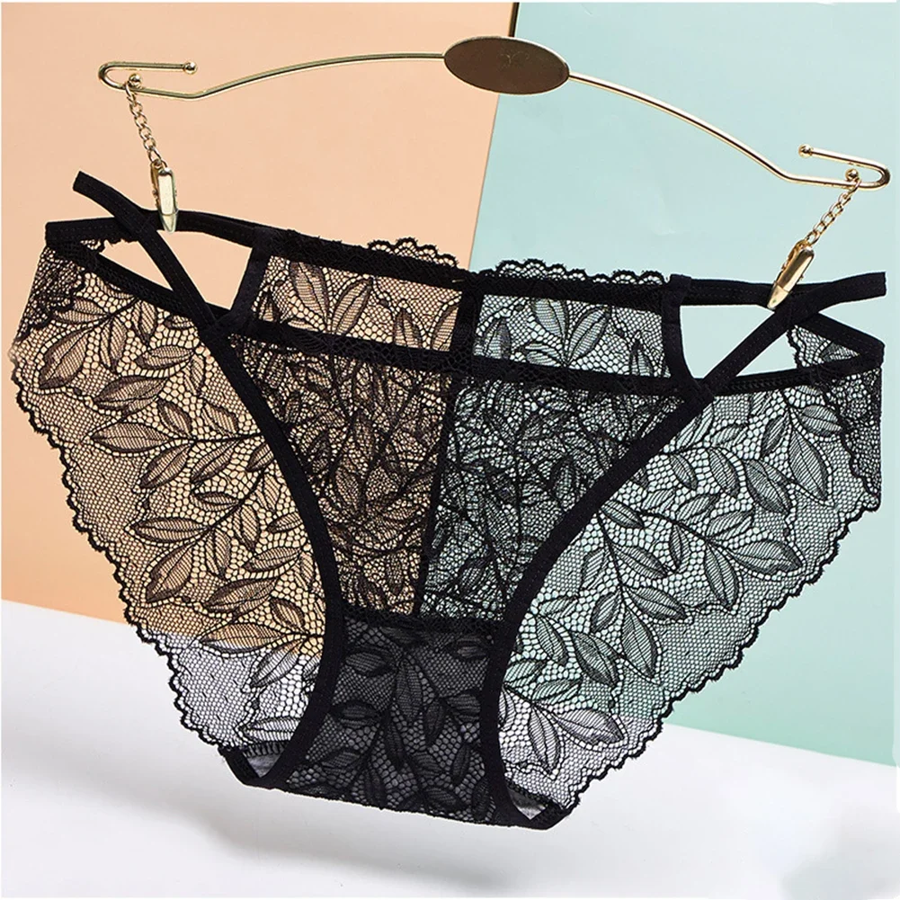 Women See Though Panties Lace Floral Briefs Sexy Mesh Sheer Underwear Girl