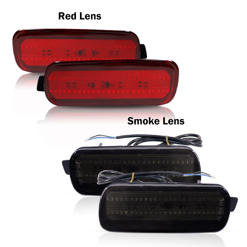 2pcs For Honda CRV Bumper Reflector Lights Function as Tail, Brake & Rear Fog Lamps 2002-2004 Red 12V