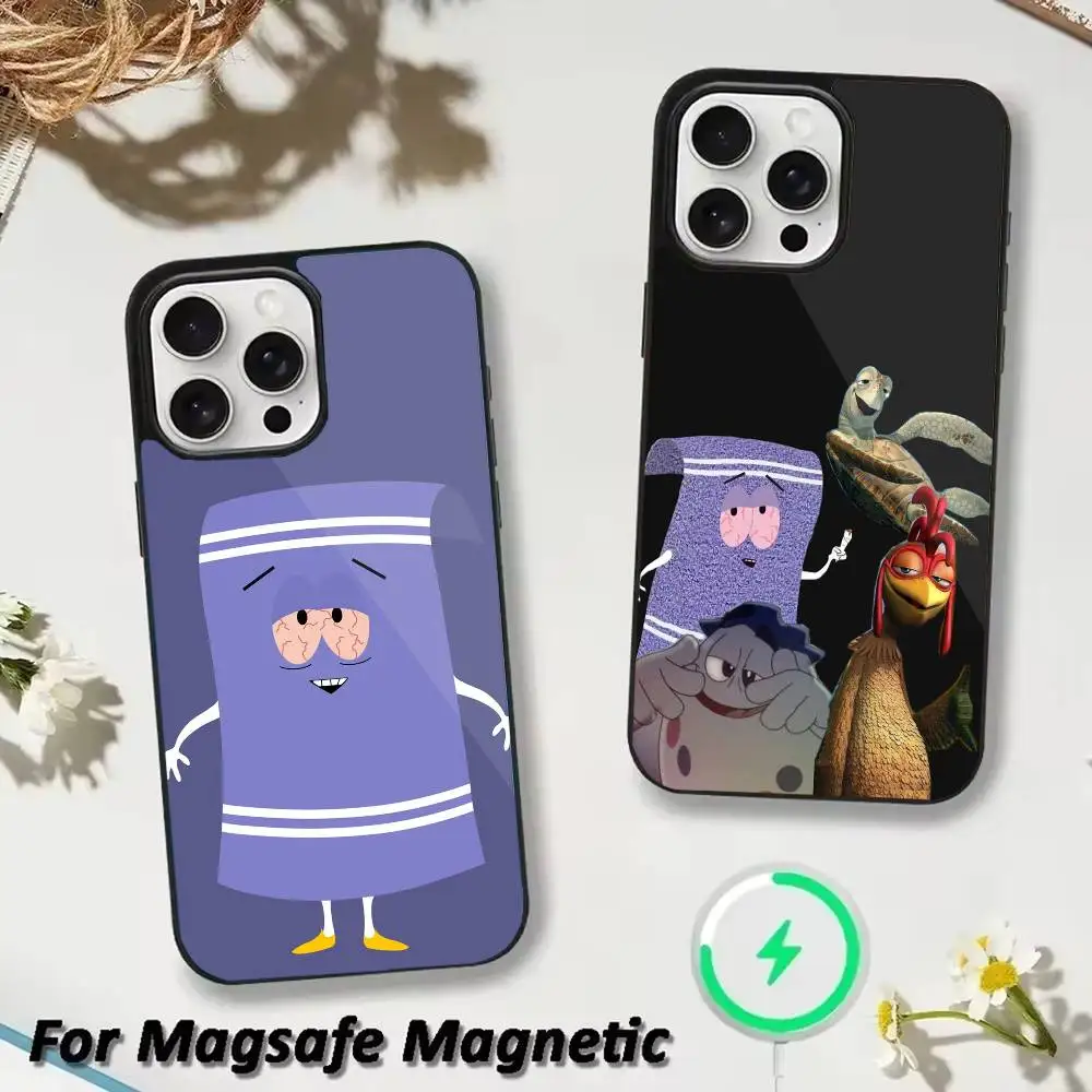 

S-South Park T-Towelie Phone Case For iPhone 17 16 15 14 13 12 Pro Max Plus for Magsafe Mirror Wireless Magnetic Cover