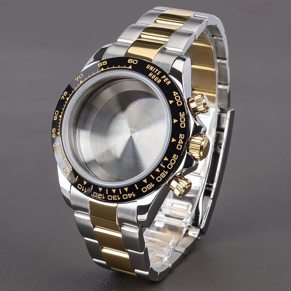 

Silver 39mm VK63 Watch Case 20mm Stainless Steel Bracelet Watch Accessories Fit for VK63 VK63A Quartz Movement 29mmDial Sapphire