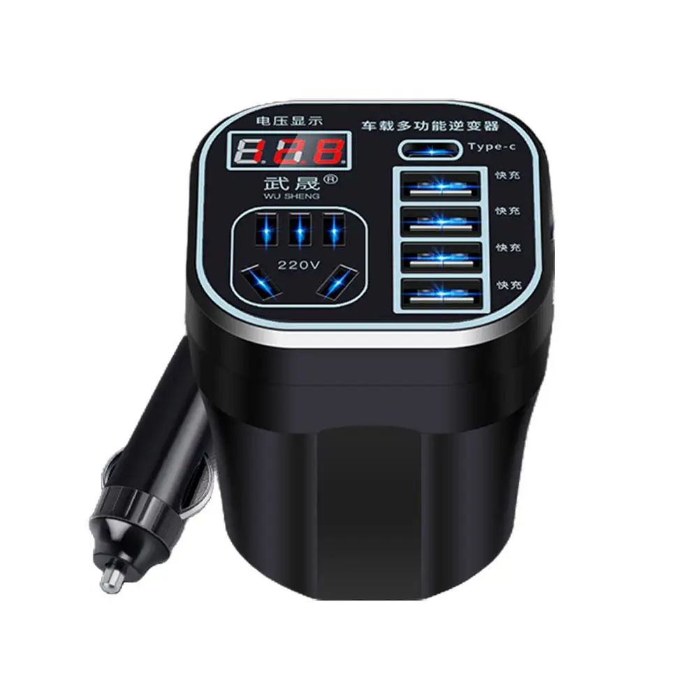 Car Power Inverter 24V 12v 220v 120W Led Display 3 Cigarette Auto USB Lighter 220 Charger Ports + Fonte Inversor QC3.0 Type