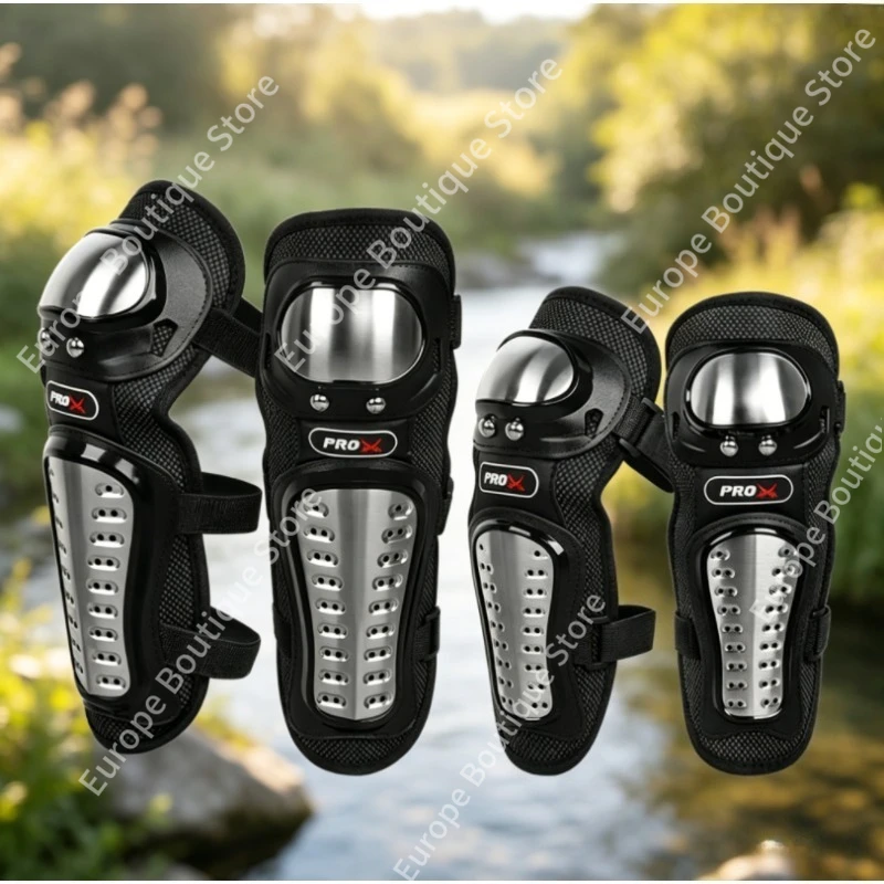 

2026 NEW Stainless Steel Motorcycle Knee Elbow Pads 4Pcs Set Off Road Riding Protective Gear Anti Fall Biker Equipment for Men