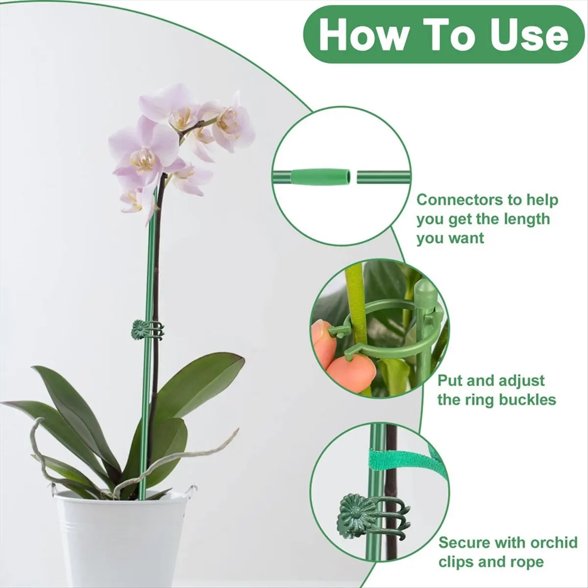 a89z-植物支柱セット、屋内および屋外植物用接続パイプ付き植物支柱、緑色の調節可能な植物支柱