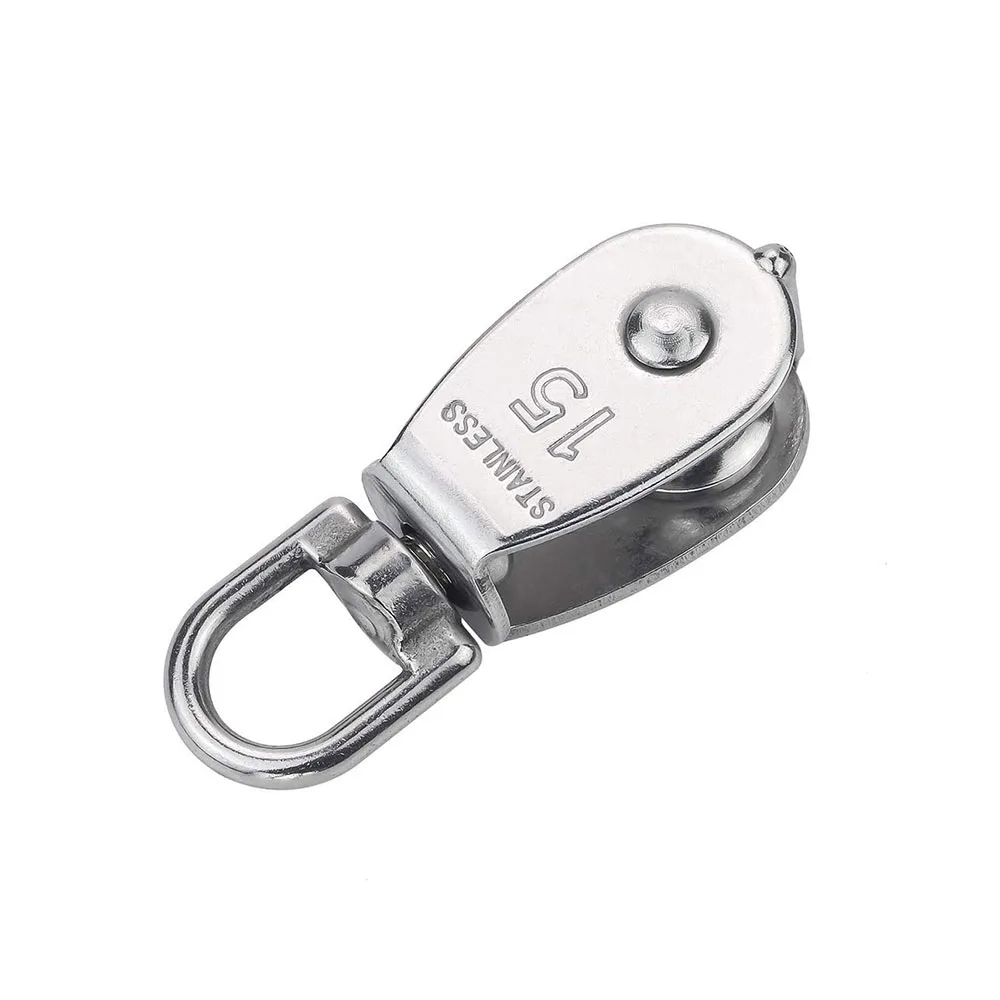 1PC Single Pulley Block 304 Stainless Steel Rope Pulley Cable Pulley Roller for System Lifting Hanging Wire Towing Wheel