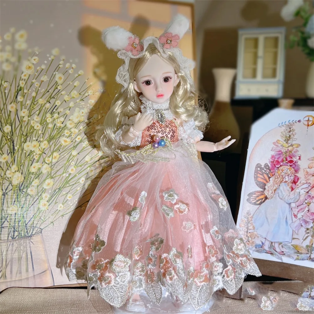 Rabbit Girl 30cm BJD Doll Toy Starry Blue Eyes Movable Dress Up BJD Dolls Attractive Eyes Jointed Dolls