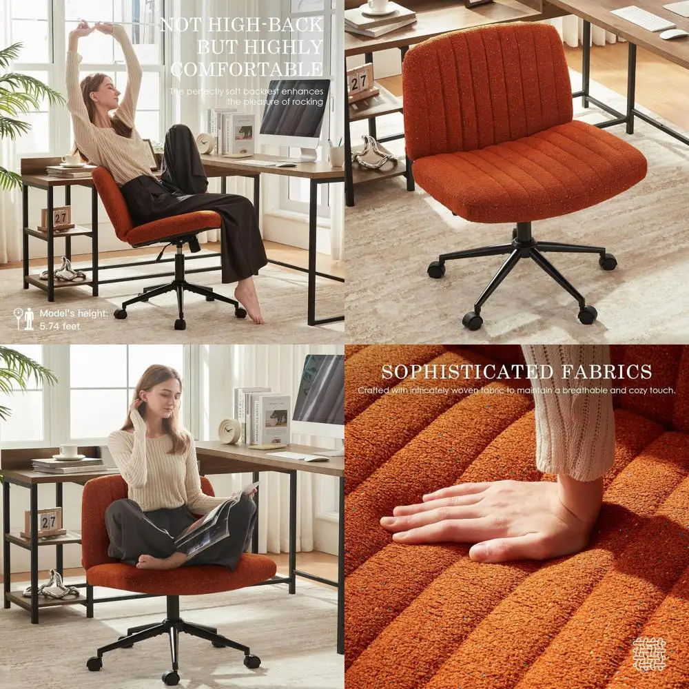 

Регулируемое компьютерное кресло с обивкой из высококачественной ткани, пружинным наполнителем и колесиками в современном оранжевом дизайне