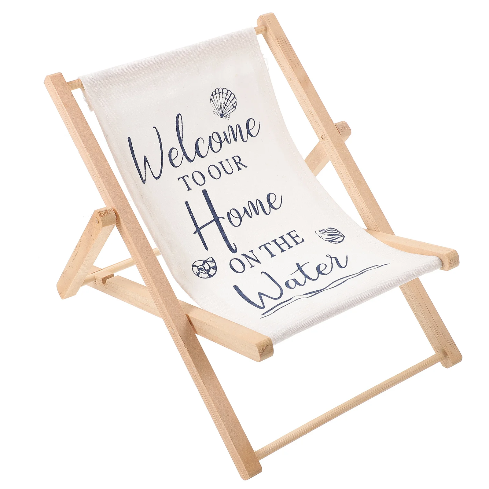 

Large Beach Chair Decor Mediterranean Style Wooden and Fabric Home Decoration for Living Room Desktop Tabletop Ornament Coastal