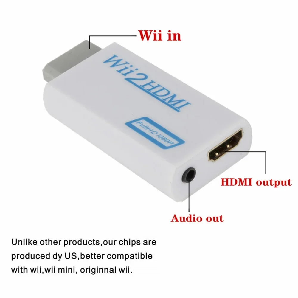 Full HD 1080P WII2HDMI HDMI-compatible Converter 3.5mm Audio for PC HDMI Monitor Display for Wii To HDMI-compatible Adapter