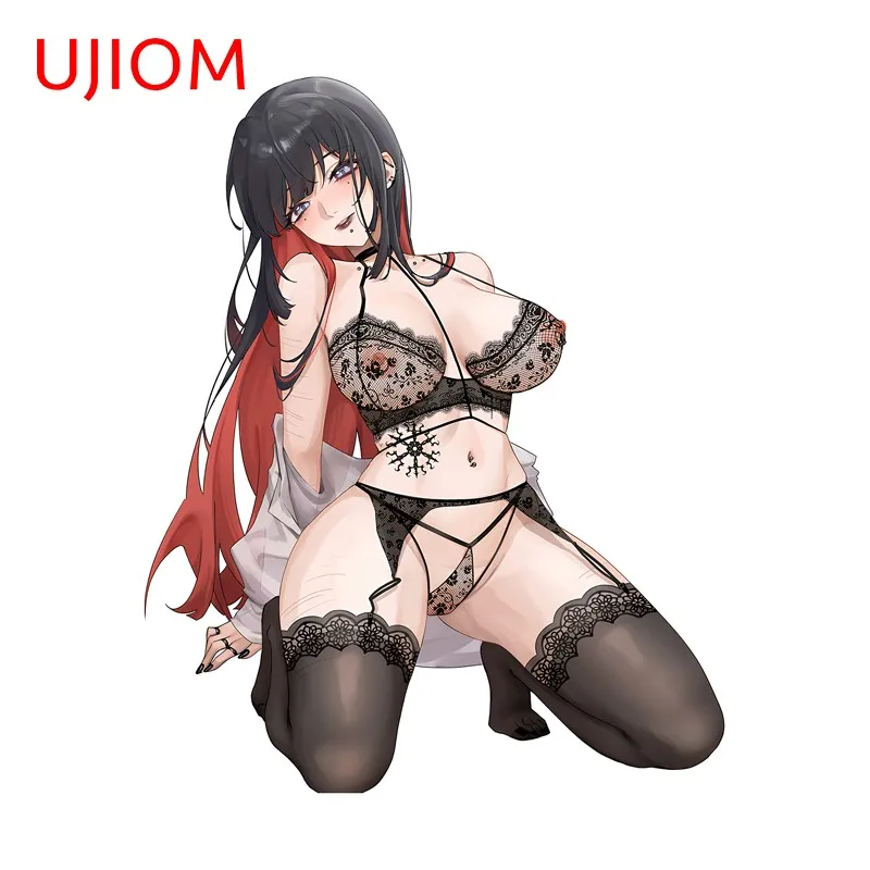 UJIOM NSFW Tattoo Big Chest Girl Wall Stickers Eye Catching Kneel Sitting Edgy Decal Sunscreen Room Decoration Accessories