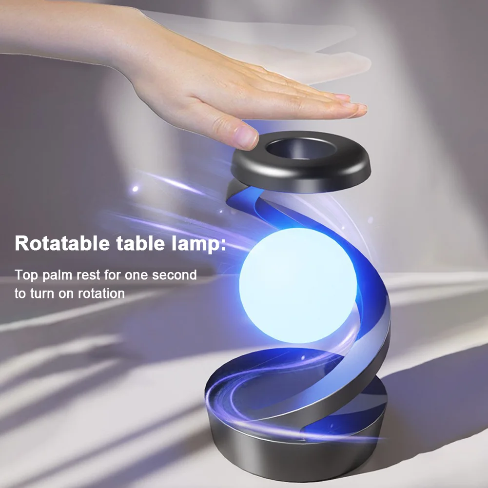 Creative Table 3D LED Lamp RGB Floating and Spinning in Air with LED Moon Lamp Floating Moon Table Lamp for Bedroom Novelty Gift