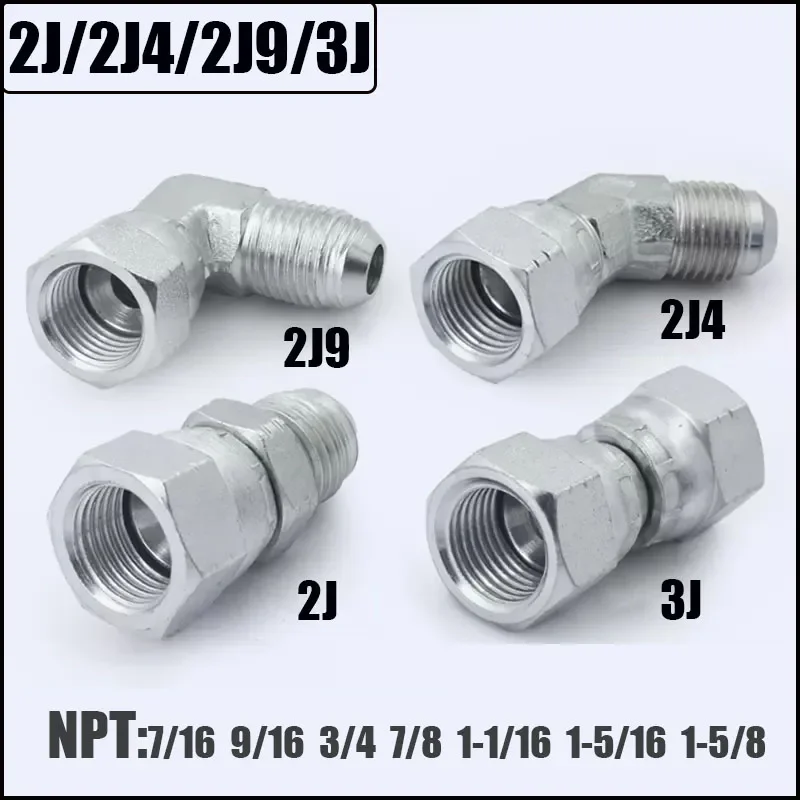 Złączka hydrauliczna kątowa 45 stopni, kolanko, gwint NPT 7/16 9/16 3/4 7/8, adapter z gwintem wewnętrznym i zewnętrznym.