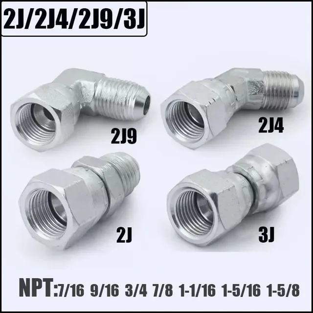 Złączka hydrauliczna kątowa 45 stopni, kolanko, gwint NPT 7/16 9/16 3/4 7/8, adapter z gwintem wewnętrznym i zewnętrznym.