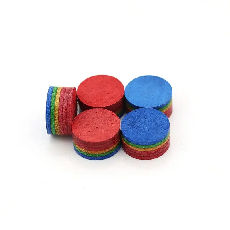 Bag 10 pcs  14mm Colorful 6 Layers Pool Carom Cue Tip Rainbow