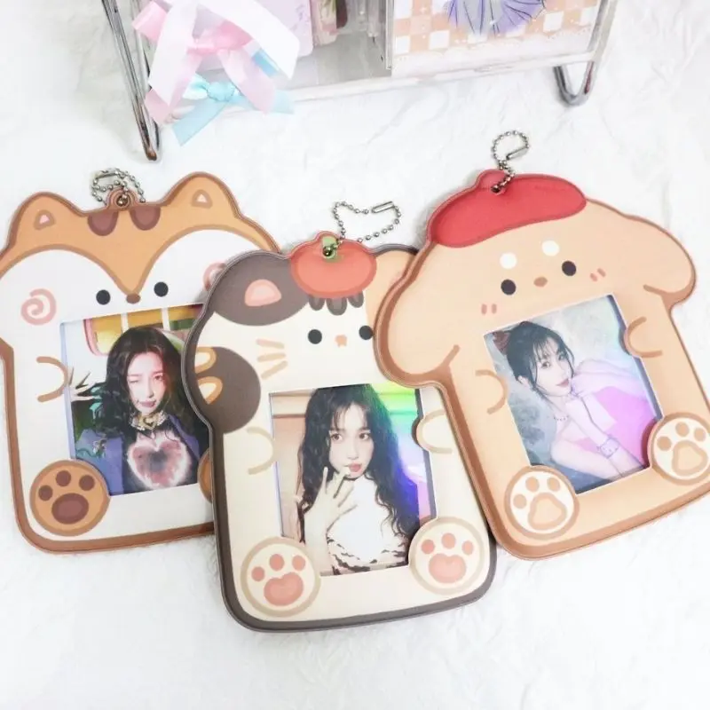 Photo Sleeves Key Chain Animal Card Holder Bag Pendant Photocards Protector 3 Inch Girl PVC Cute Soft Lovely Decompression