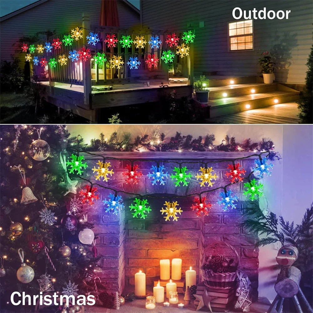 2024 Solar Snowflake Lights for Outdoor Christmas Decorations 8 Modes Waterproof Solar Powered String Lights for Xmas Tree 310