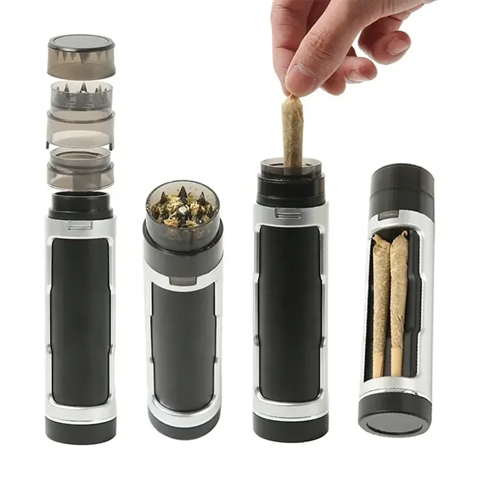 3 In 1 Portable Smoking Accessories Cigarettes Case with Filling Horn Tube Function High Quality Manual Tobacco Grinder