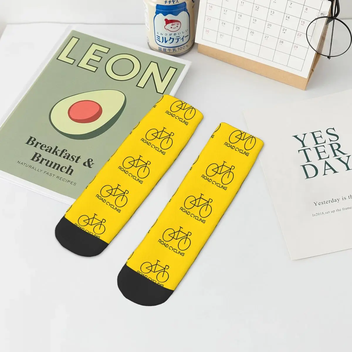 Road Cycling Yellow Bike Andy Warhol Printed Bicycle Ankle Socks Male Mens Women Spring Stockings Printed