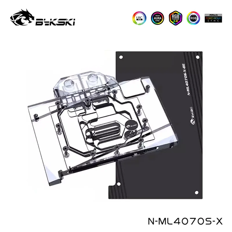 Bykski Blocco acqua a copertura totale serve per Manli RTX 4070 Super dispositivo di raffreddamento della scheda grafica con piastra posteriore, N-ML4070S-X