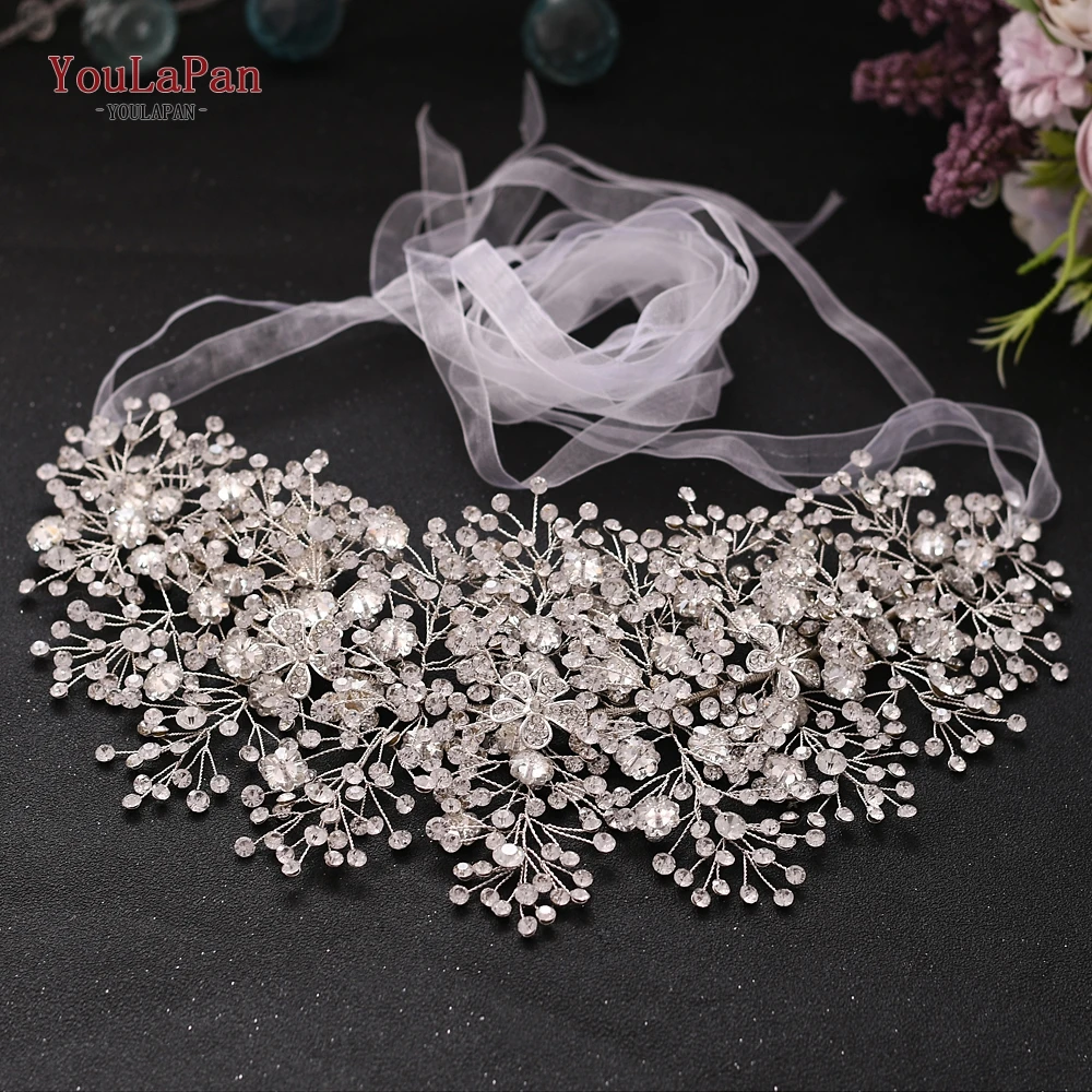 YouLaPan-Cinturón de lujo hecho a mano para vestido de novia, faja ostentosa con diamantes de imitación, accesorios de joyería para fiesta, SH240