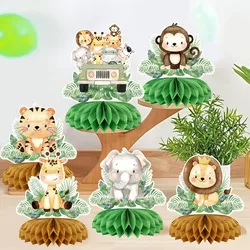 Jungle Animals Honeycomb Desktop Decor Jungle Birthday Party Decor Kids Baby Shower 1st Birthday Wild One Safari Party Supplies