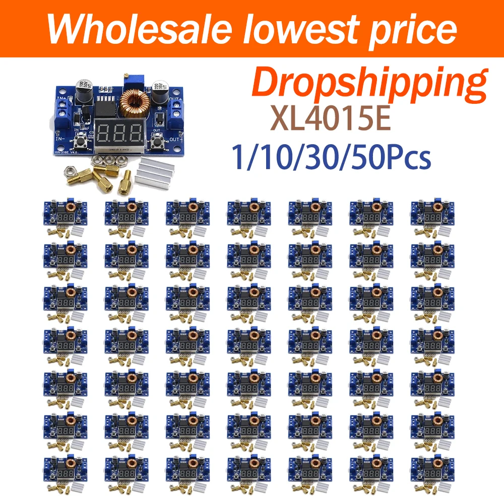 1/10/30/50Pcs XL4015E DC DC Adjustable Step Down Module 5A High Power 75W Output With Voltage Display Better  Than LM2596 Module