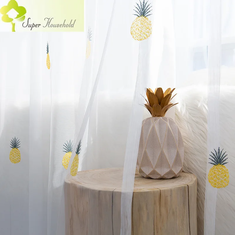 

Modern Simple Embroidery children Window Tulle Curtains for Living Room Bedroom Sheer for Kids Room Finished wholesale