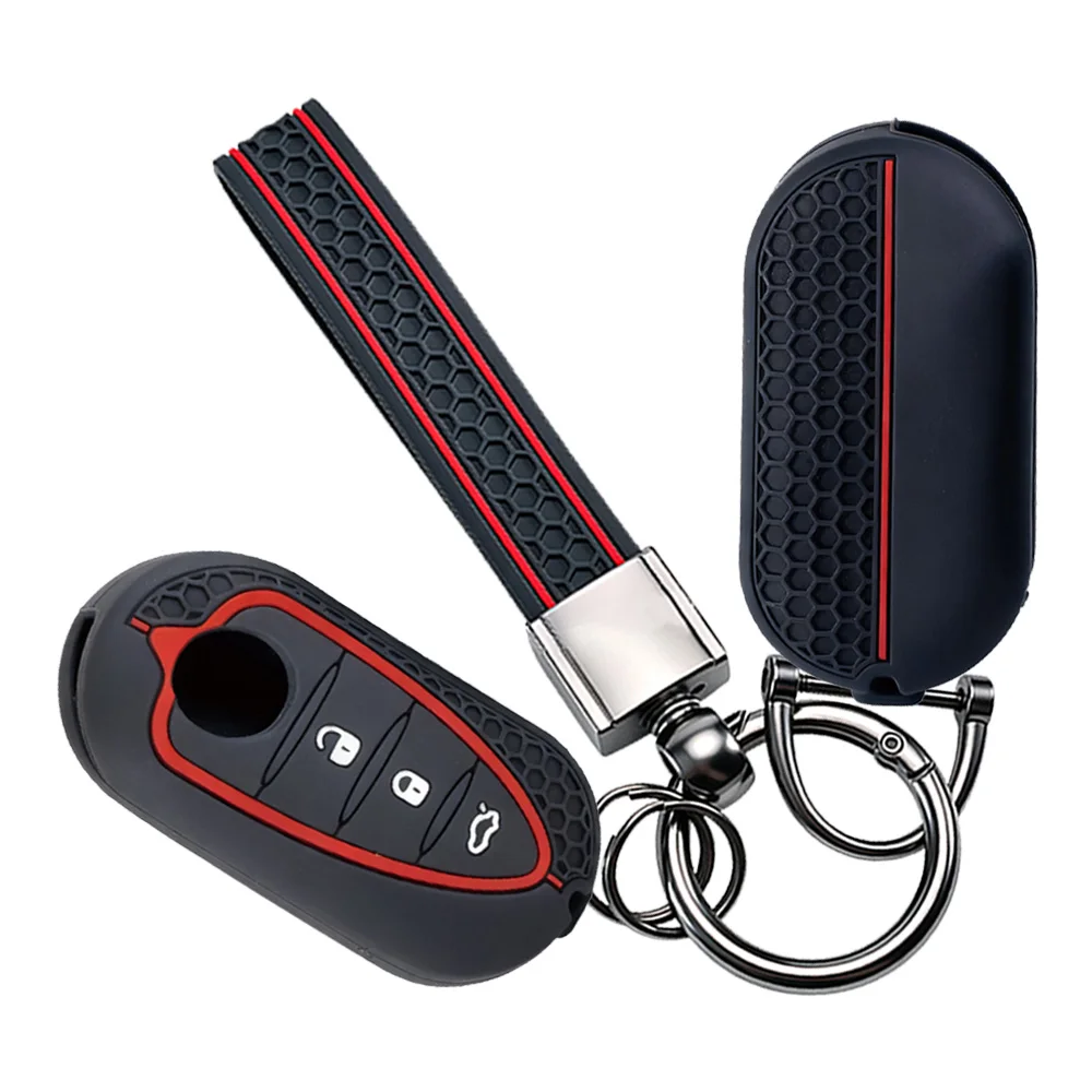 Silicone Key Cover Holder For Alfa Romeo Giulietta Myth Junior 4C Romeo Mito Myth 159 GTO GTA Car Keychain Accessories