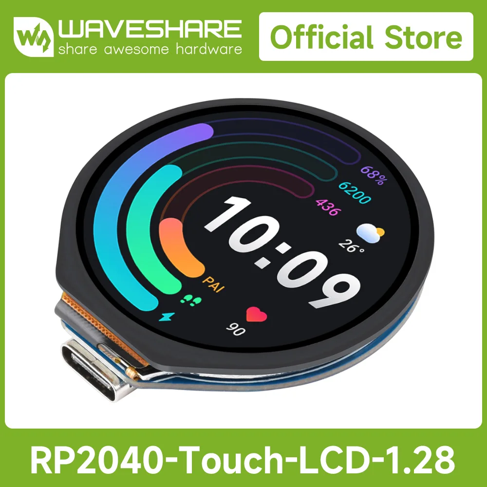 

【Official Guarantee】Waveshare 1.28inch Round Touch LCD display,RP2040 Microcontroller Development Board for Raspberry Pi/Arduino