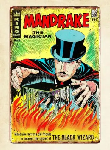 contemporary home decor Mandrake the Magician comics metal tin sign sign