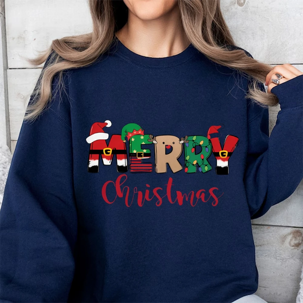 Merry Christma Top 100% Cotton Pullover Unisex Hoodie Long Sleeves Y2K Style High Street Sweatshirt Comfort Cheap Sportwear