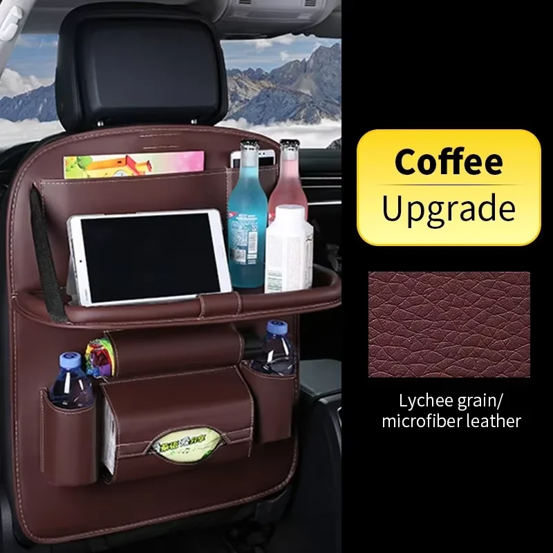 Auto-Rücksitz-Organizer, Aufbewahrungstasche mit faltbarem Tischtablett, Tablet-Halter, Taschentuchbox – Detail 7