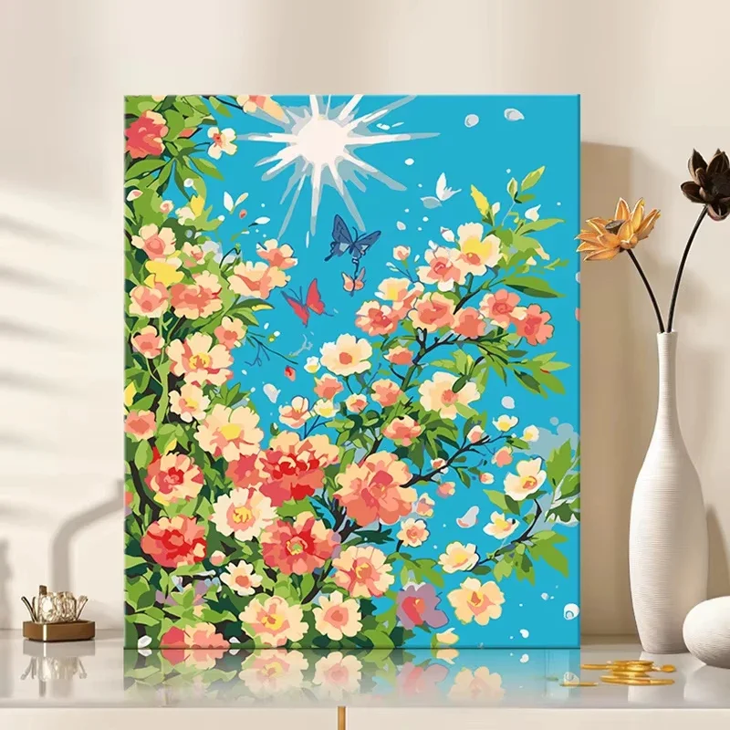 Diamond Painting Diamond Painting  By Numbers Blossom Flower Butterfly Sunny Sky DIY Hand‑painted Diamond Kit Unframed Wall Ar