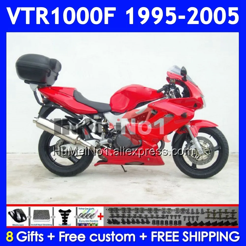 SuperHawk For HONDA VTR1000F 95 96 97 98 99 00 66No.37 Factory red VTR1000 F VTR 1000 F 1000F 2001 2002 2003 2004 2005 Fairing