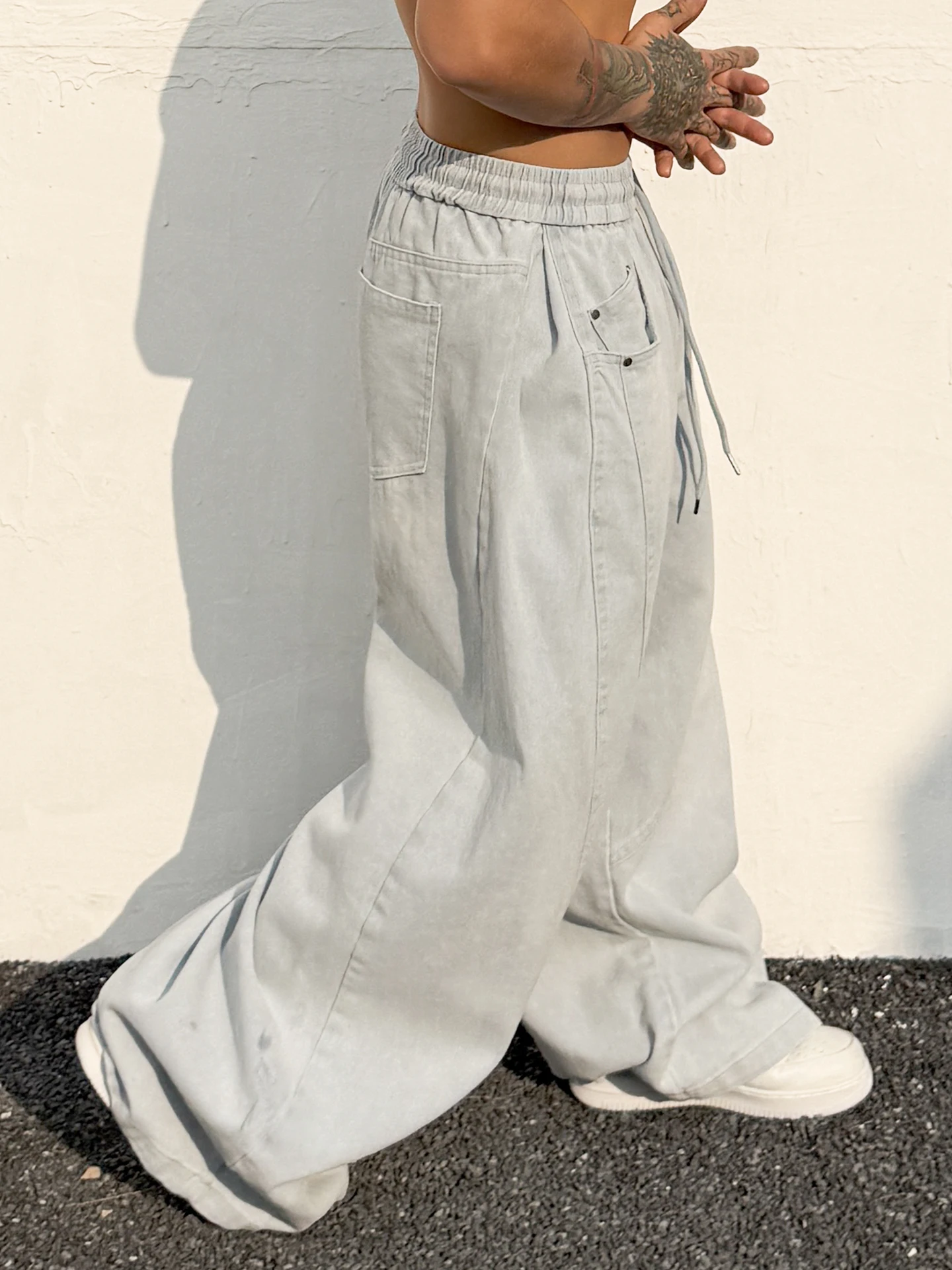 

Street Sle Loose Wide Leg Casual Pants Drapey Big Size Hip Hop Workwear Straight Leg Jeans Versatile Loose Fit Cotton Jeans