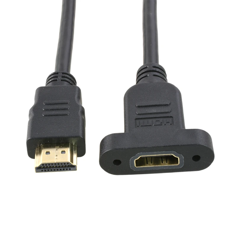 Cable de extensión 4K HDMI 2,0, 19+1 núcleos chapado en oro con orificio para tornillo, cable trenzado macho a hembra para transmisión de señal estable