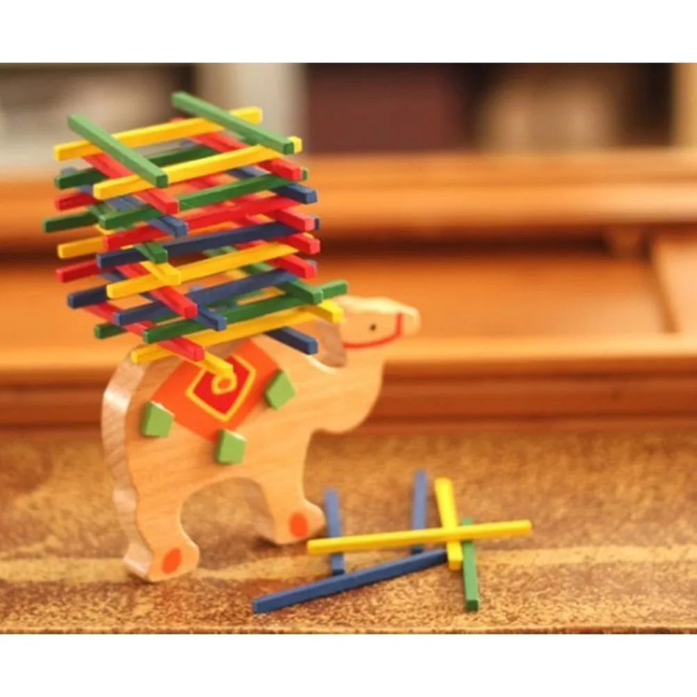 

Wooden Stackable Colorful Balance Games Playset Educational Developmental Skill Building for Children Creative Fun Interactive
