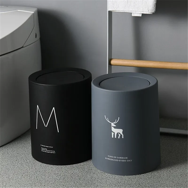 8L Nordic Simple Plastic Trash Can Office Bathroom Kitchen Trash Bin Living Room Bedroom Garbage Household Waste Bin With Lid