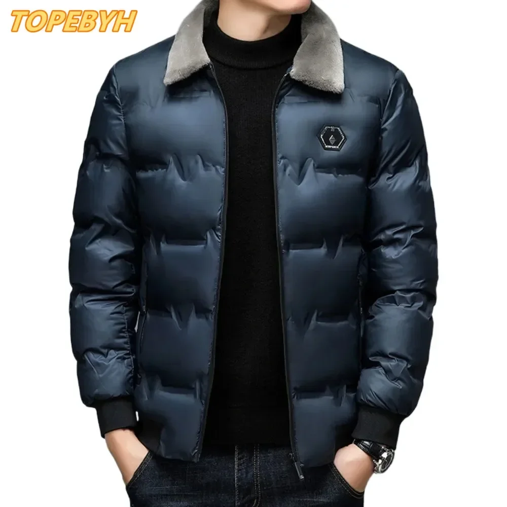 Men's Thickened Cotton Jacket Velvet Collar Short Cotton Jacket with Windproof and Warm Design Parkas Coats