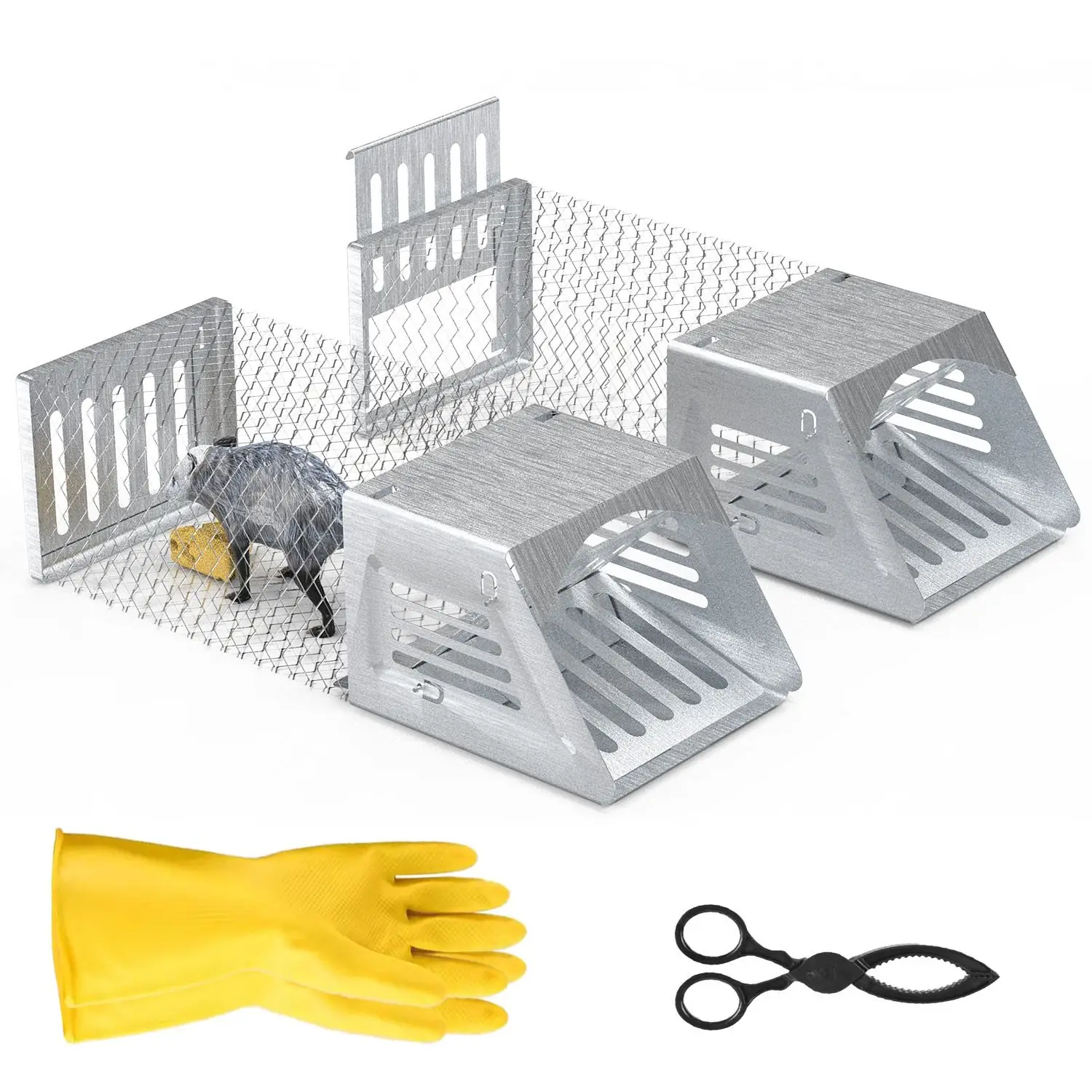 

For 2Pcs Humane Mouse Trap Cage No Assembly Need Automatic Continuous Rat Trap with Single Way Door Reusable Catch And Release L